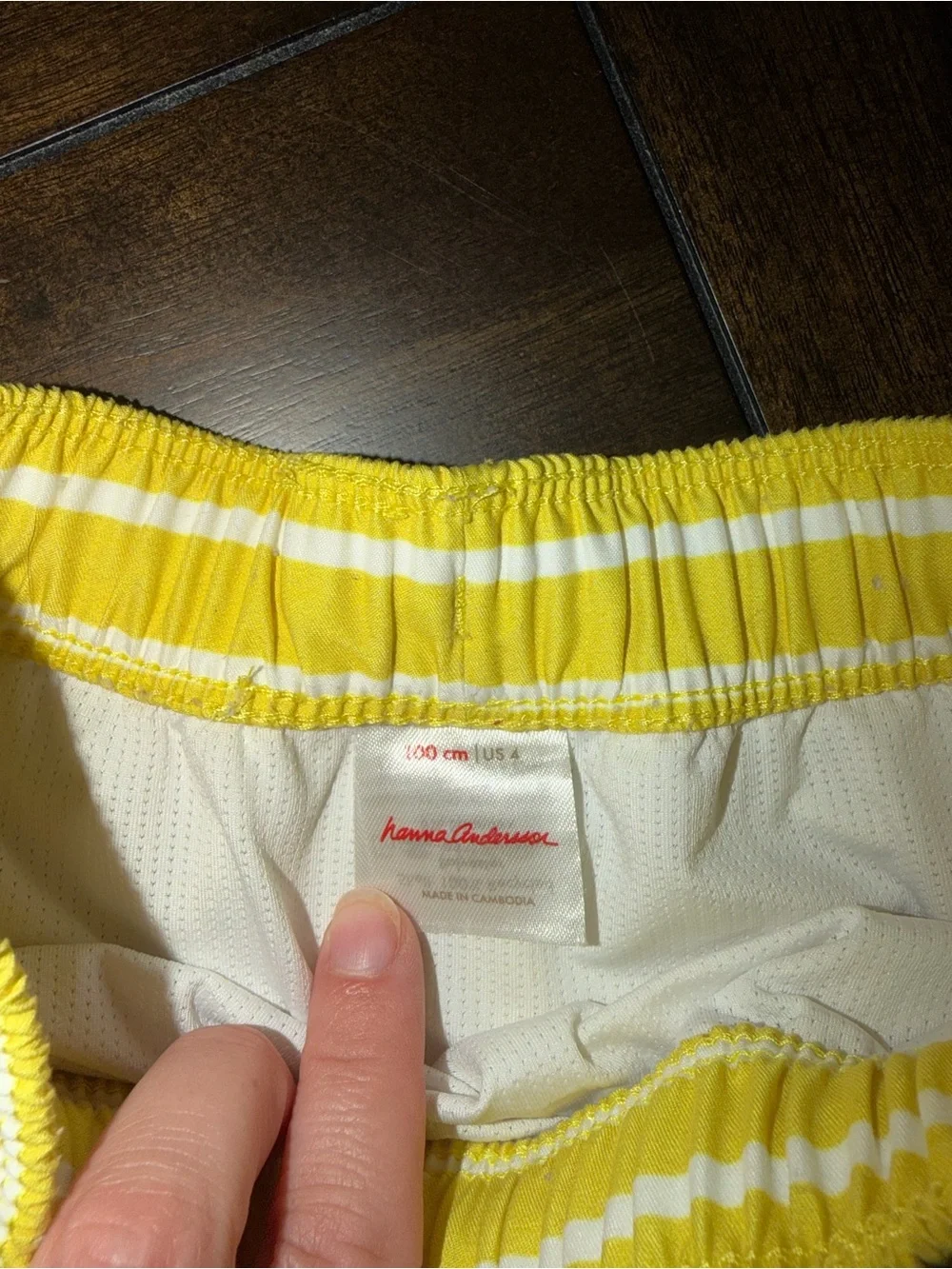 Hanna Andersson Boys Yellow & White Stripe Swim Trunks - US 4